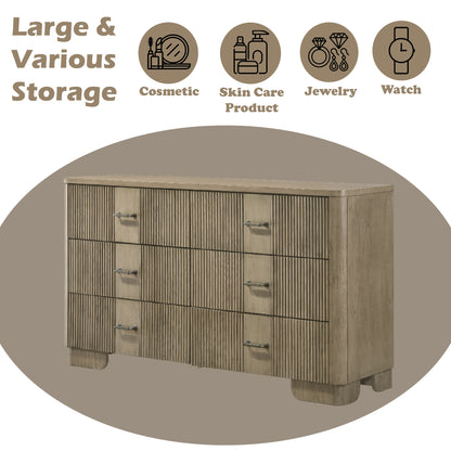 Lakkari 6 - Drawer Rectangular Dresser with Metal Knob