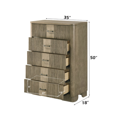 Lakkari 5 - Drawer Rectangular Chest with Metal Knob