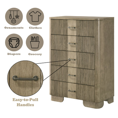Lakkari 5 - Drawer Rectangular Chest with Metal Knob