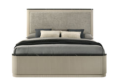 Travonte Linen Upholstered Eastern King Bed with Vertical Pattern Design