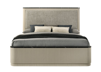 Travonte Linen Upholstered Queen Bed with Vertical Pattern Design