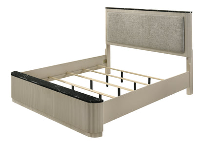 Travonte Linen Upholstered Eastern King Bed with Vertical Pattern Design