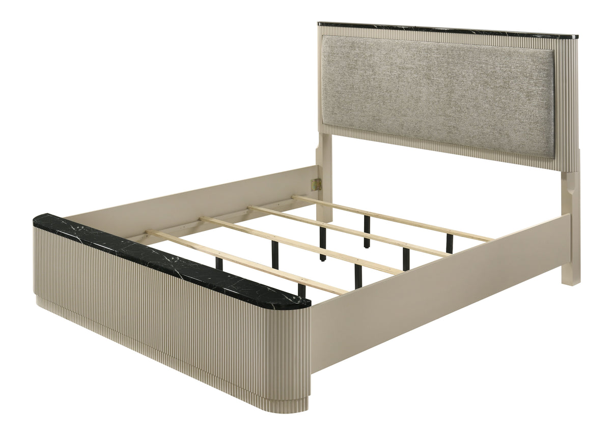 Travonte Linen Upholstered Queen Bed with Vertical Pattern Design