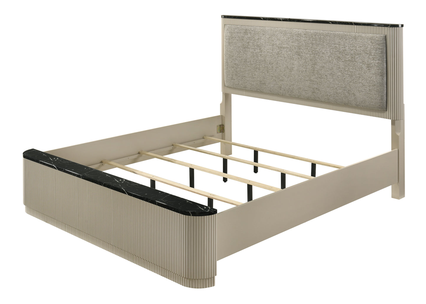 Travonte Linen Upholstered Queen Bed with Vertical Pattern Design