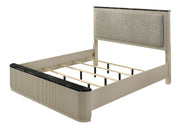 Travonte Linen Upholstered Queen Bed with Vertical Pattern Design