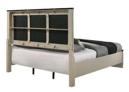 Travonte Linen Upholstered Eastern King Bed with Vertical Pattern Design