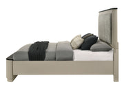 Travonte Linen Upholstered Queen Bed with Vertical Pattern Design