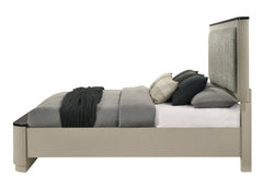Travonte Linen Upholstered Eastern King Bed with Vertical Pattern Design