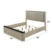 Travonte Linen Upholstered Queen Bed with Vertical Pattern Design