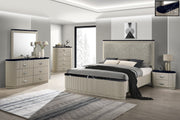 Travonte Linen Upholstered Eastern King Bed with Vertical Pattern Design