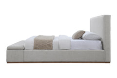 Boxter Linen Upholstered Eastern King Bed with Storage Footboard