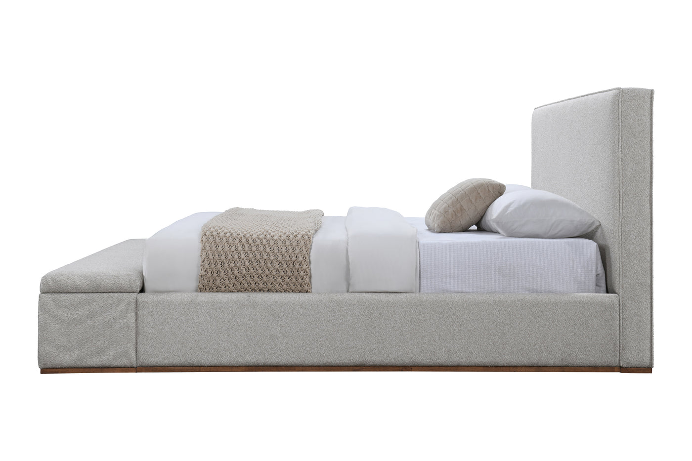 Boxter Linen Upholstered Queen Bed with Storage Footboard