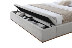 Boxter Linen Upholstered Eastern King Bed with Storage Footboard