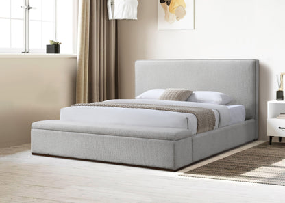 Boxter Linen Upholstered Queen Bed with Storage Footboard