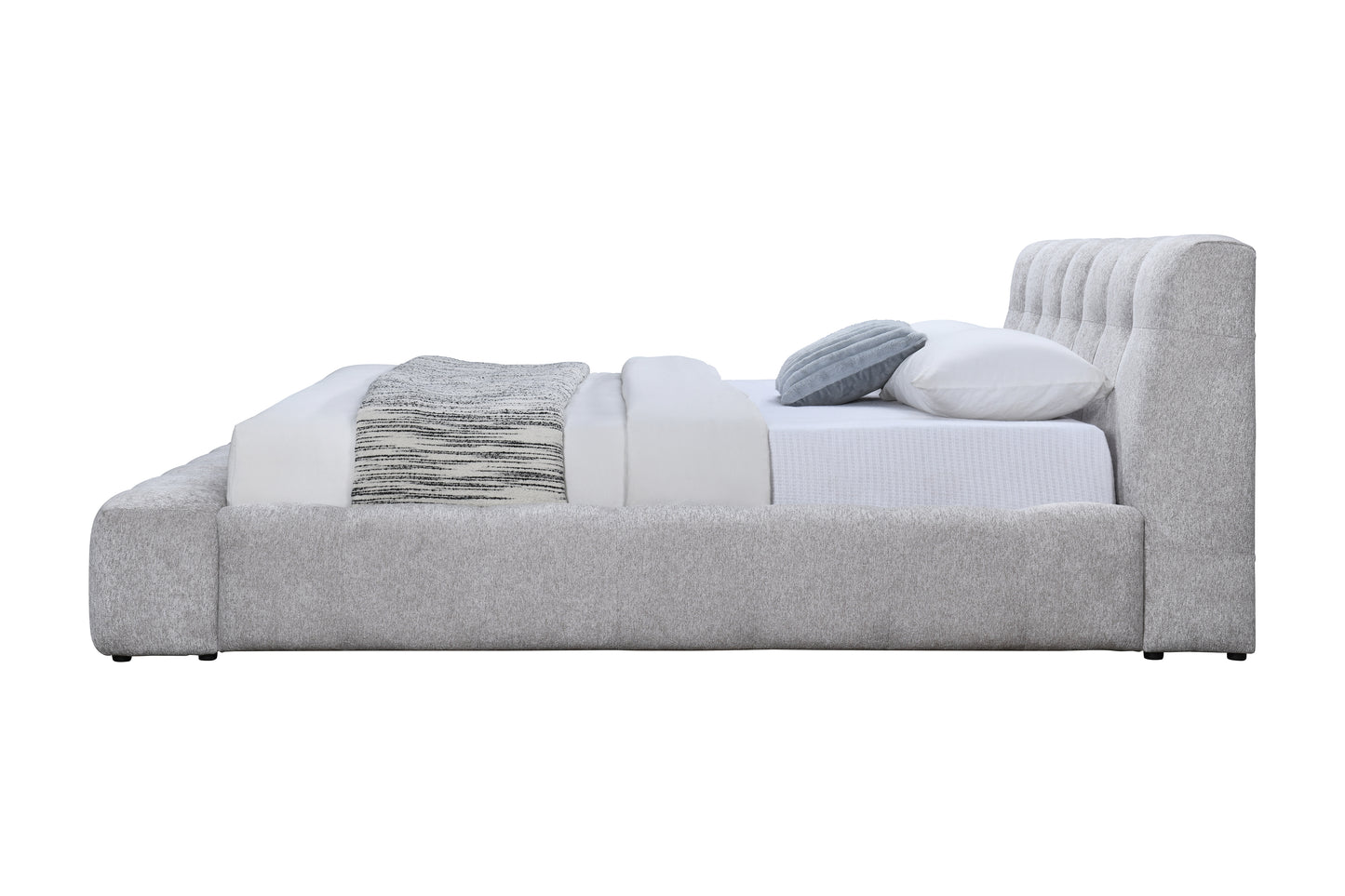 Hannah Chenille Upholstered Eastern King Bed with Buttonless Tufted Details