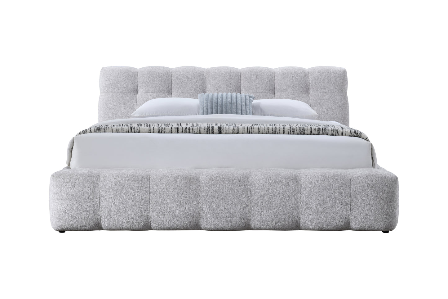 Hannah Chenille Upholstered Eastern King Bed with Buttonless Tufted Details