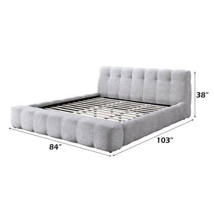 Hannah Chenille Upholstered Queen Bed with Buttonless Tufted Details