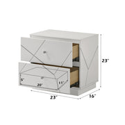 Esther 2 - Drawer Rectangular Nightstand with Embossed Lines Design