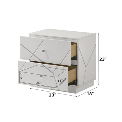 Esther 2 - Drawer Rectangular Nightstand with Embossed Lines Design