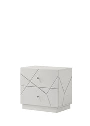 Esther 2 - Drawer Rectangular Nightstand with Embossed Lines Design
