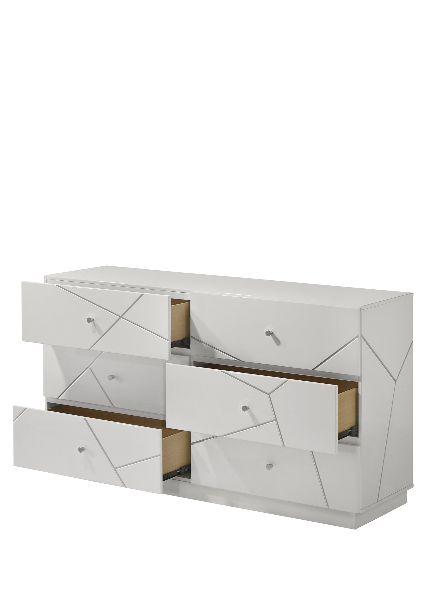 Esther 6 - Drawer Rectangular Dresser with Embossws Lines Design