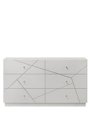 Esther 6 - Drawer Rectangular Dresser with Embossws Lines Design