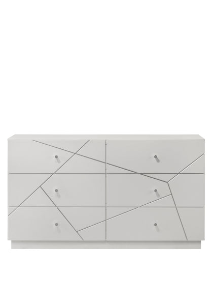 Esther 6 - Drawer Rectangular Dresser with Embossws Lines Design