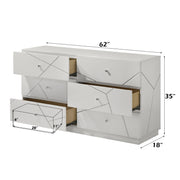 Esther 6 - Drawer Rectangular Dresser with Embossws Lines Design