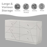 Esther 6 - Drawer Rectangular Dresser with Embossws Lines Design