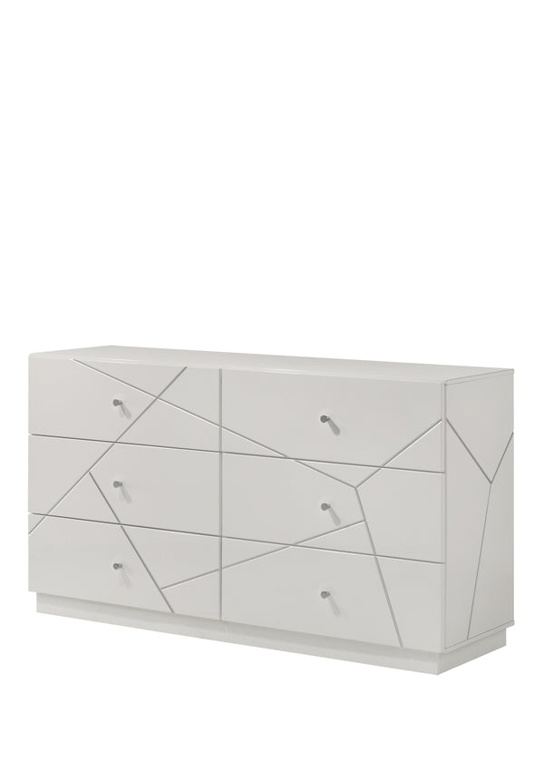 Esther 6 - Drawer Rectangular Dresser with Embossws Lines Design