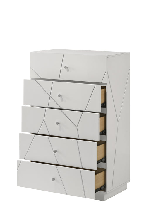 Esther 5 - Drawer Rectangular Chest with Embossws Lines Design