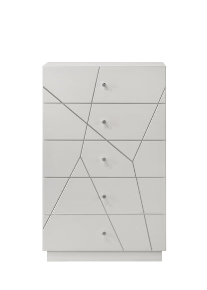 Esther 5 - Drawer Rectangular Chest with Embossws Lines Design