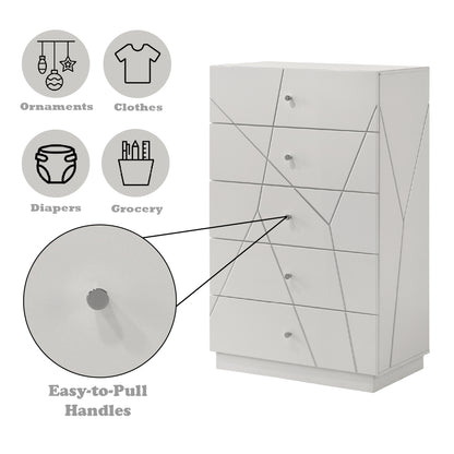 Esther 5 - Drawer Rectangular Chest with Embossws Lines Design