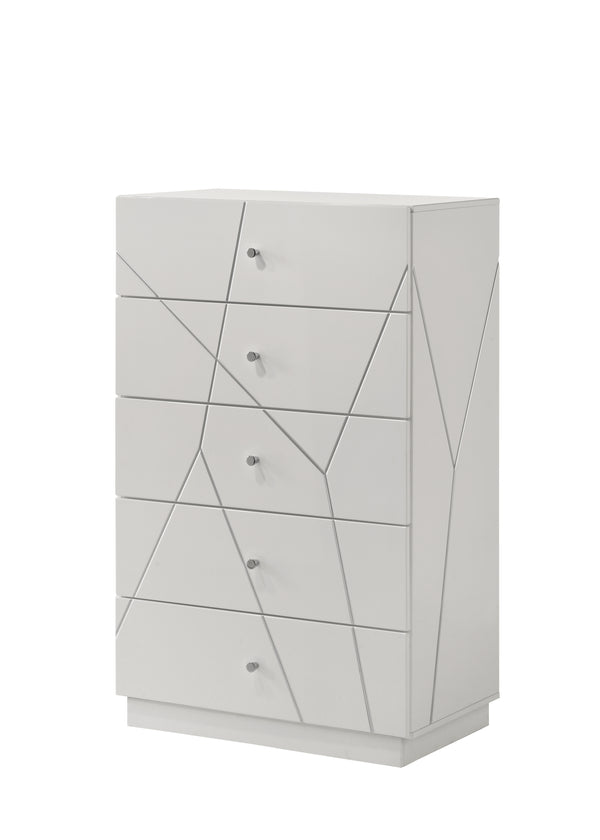 Esther 5 - Drawer Rectangular Chest with Embossws Lines Design