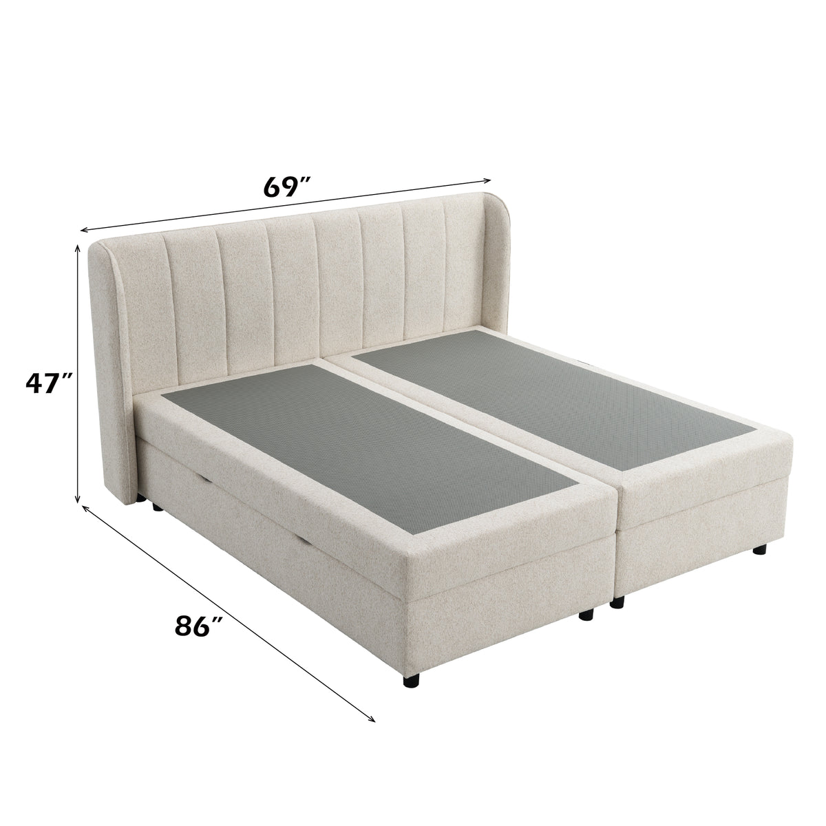 Adonia Chenille Upholstered Queen Bed with Under Bed Storage