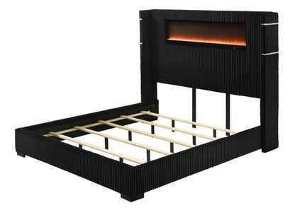 Garner EK Bed with Fireplace, LED, Reading Light, Speaker, Bluetooth & USB