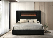 Garner EK Bed with Fireplace, LED, Reading Light, Speaker, Bluetooth & USB
