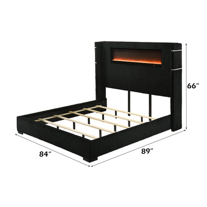 Garner EK Bed with Fireplace, LED, Reading Light, Speaker, Bluetooth & USB