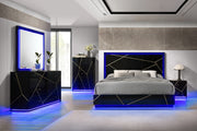 Esther 6 Drawer Dresser in Black with LED Lighting