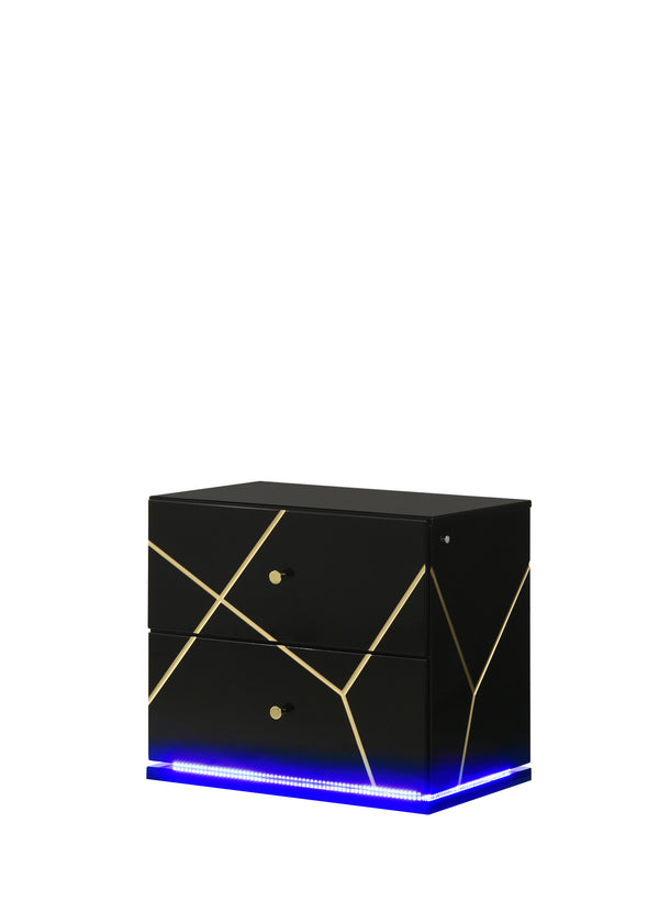 Esther Nightstand in Black with LED Lighting