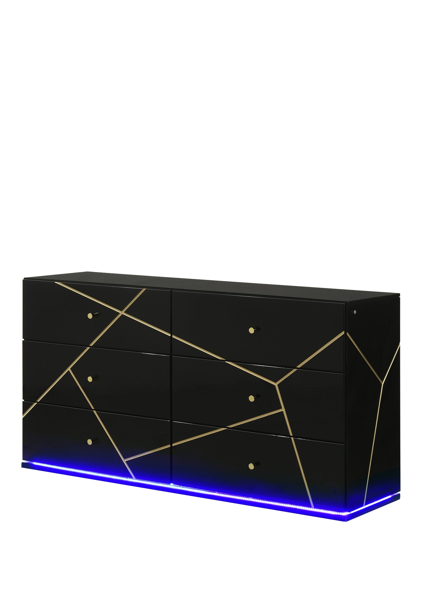 Esther 6 Drawer Dresser in Black with LED Lighting