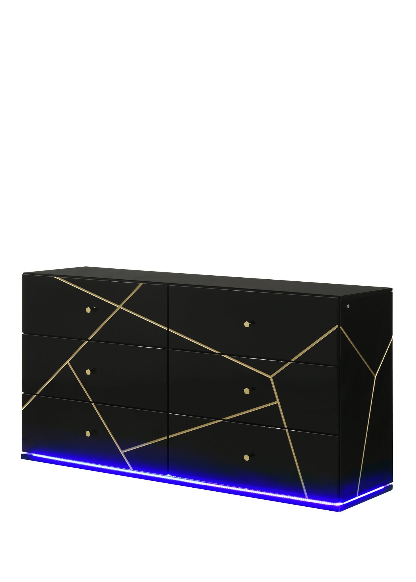 Esther 6 Drawer Dresser in Black with LED Lighting