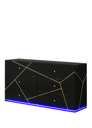 Esther 6 Drawer Dresser in Black with LED Lighting