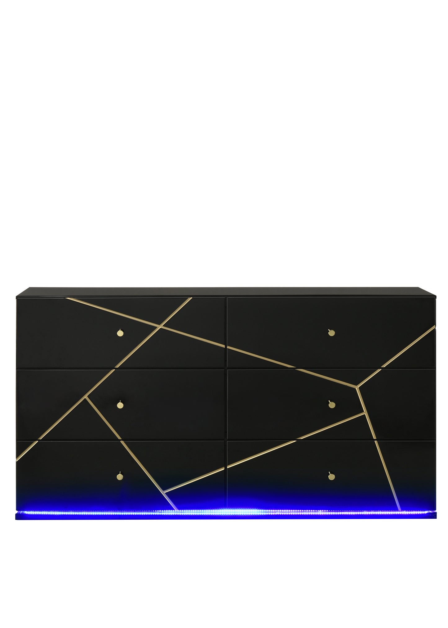 Esther 6 Drawer Dresser in Black with LED Lighting