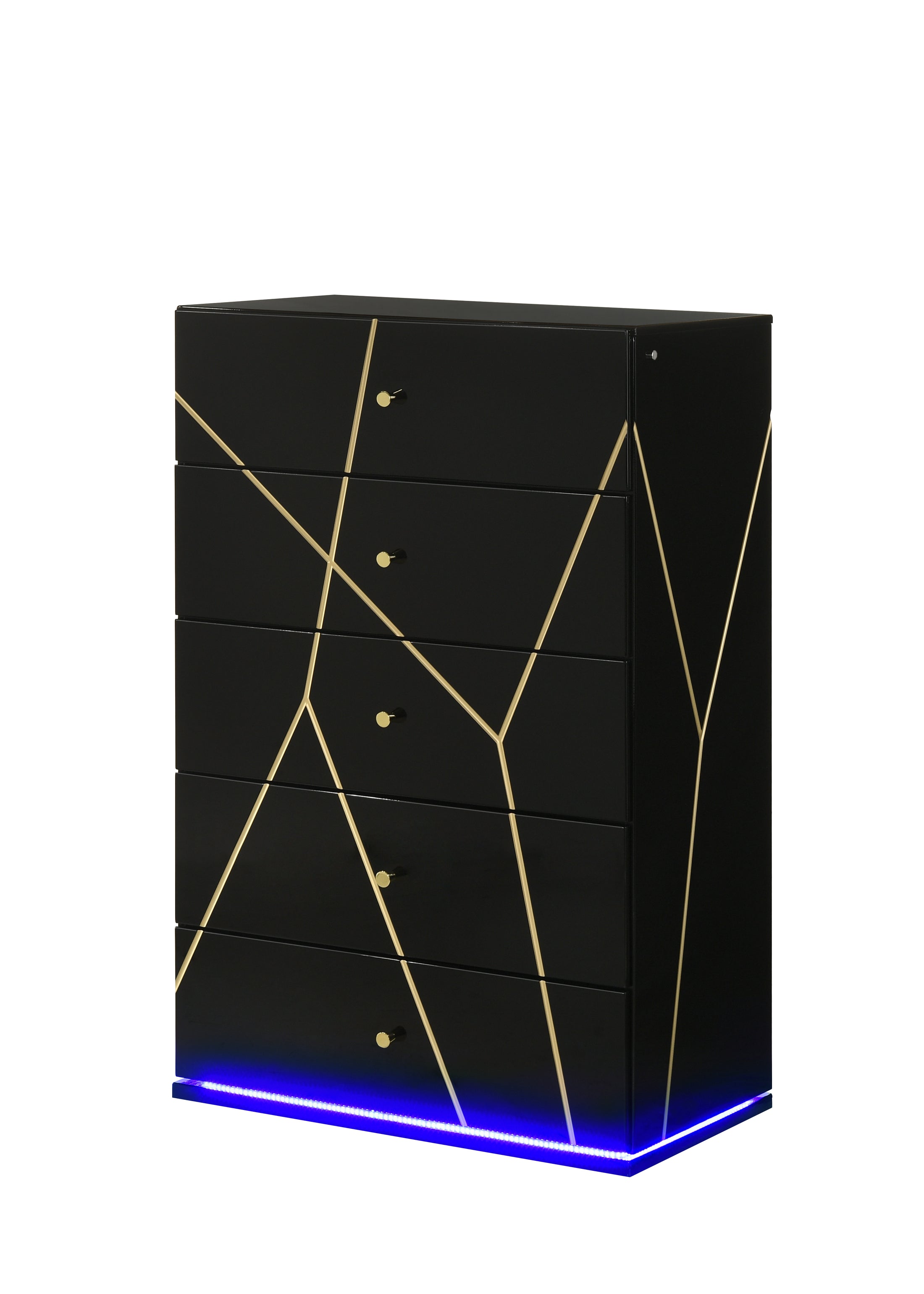 Esther 5 Drawer Chest in Black with LED Lighting