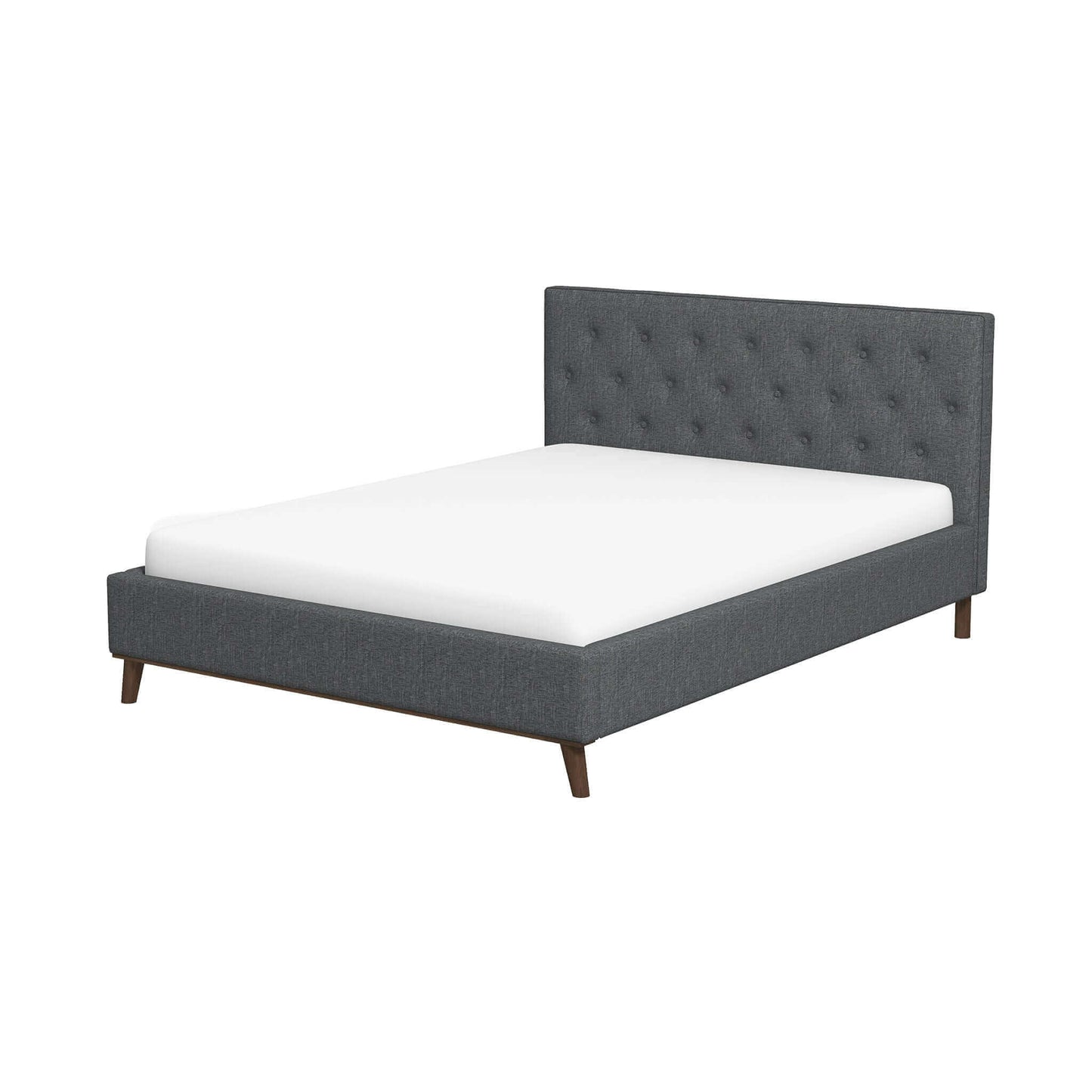 Cama Graceville Queen de tela gris oscuro con plataforma
