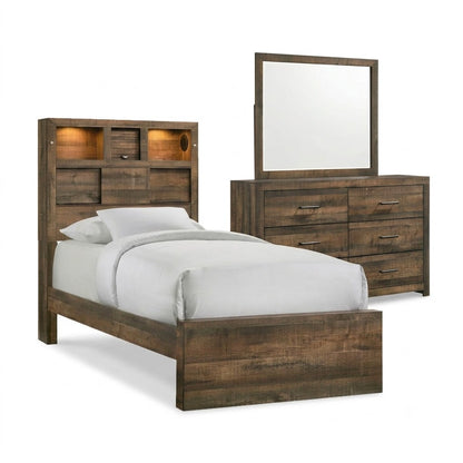 Bailey 3PC Twin Music Bedroom Set with Mirrored Dresser
