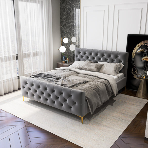 Cama Bailey King de terciopelo gris oscuro