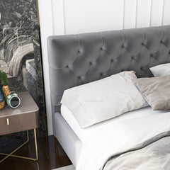 Cama Queen Bailey de terciopelo gris oscuro
