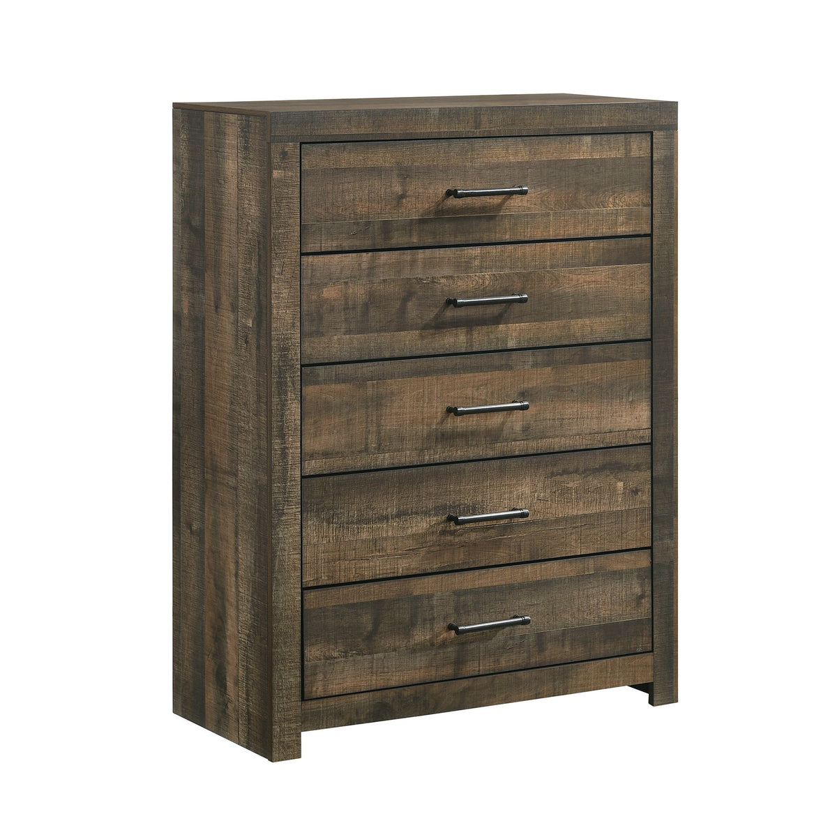 Bailey Queen Bookcase Panel 5PC Bedroom Set with 2 Nightstands, Dresser & Chest